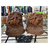 VINTAGE PRESSED WOOD SYROCO STYLE BOOKENDS