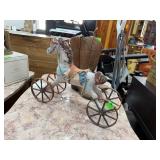 LARGE POTTERY HORSE ON WHEELS