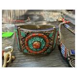 VERY LARGE CORAL / TURQUOISE BRACELET NICE