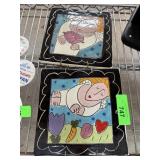 2PC SANDRA MAGSAMEN POTTERY TILE