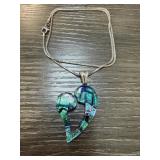 STERLING SILVER / DICHROIC GLASS HEART NECKLACE