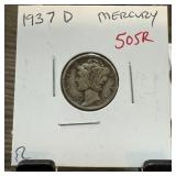 1937-D MERCURY SILVER DIME