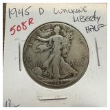 1945-D WALKING LIBERTY SILVER HALF DOLLAR