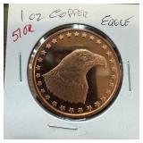 1 OZ COPPER PBULLION PROOF EAGLE COIN