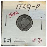 1929 MERCURY SILVER DIME