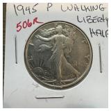 1945 WALKING LIBERTY SILVER HALF DOLLAR