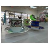 4PC CHINA DEMITASS CUPS & SAUCERS