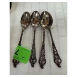 4PC 830 SILVER TEA SPOONS