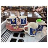 4PC MORTONS SALT COFFEE MUGS & PLATE