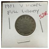 1901 LIBERTY V NICKEL FULL LIBERTY
