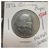 1892 COLUMBIAN EXPO SILVER HALF DOLLAR