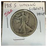 1918-S WALKING LIBERTY SILVER HALF DOLLAR