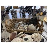 BASKET OF SEASHELLS LAVA ROCK