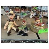 LOT OF VINTAGE CERAMIC ELVES / LIDDED BOX ETC