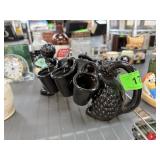 VINTAGE SCHNAPPS / LIQUOR PITCHER SET W 5 CUPS