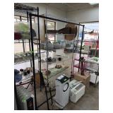 LARGE IRON PIPE ROLLING CLOTHES RACK