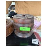 VINTAGE WOOD LIDDED JAR / TOBACCO BOX?