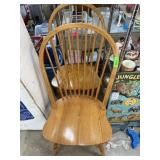 2PC SPINDLE BACK VINTAGE WOOD ARM CHAIRS