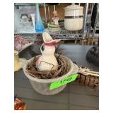 VINTAGE MAJOLICA PIE VENT BIRDS NES NOTE