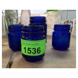 4PC COBALT GLASS BOTTLES