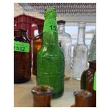 ANTIQUE AUNT IDA GREEN GLASS BOTTLE