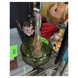 VINTAGE GLASS VASE & BOWL