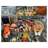 CONTENTS OF SHELF LARGE LOT OF DOLLS