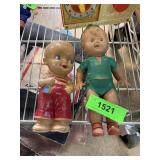 2PC VINTAGE RUBBER TOYS PETER PAN & MORE IRWIN+