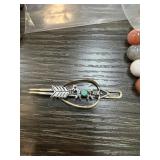 STERLING SILVER TURQUOISE TIE CLASP