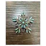 STERLING SILVER ZUNI NEEDLEPOINT BROOCH PIN