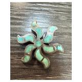 STERLING SILVER TURQUOISE INLAY BROOCH PIN