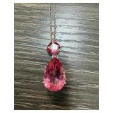 STERLING SILVER PINK SAPPHIRE? RUBY NECKLACE NOTE