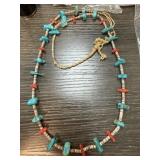 HAND MADE TURQUOISE & CORAL NECKLACE