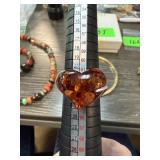 STERLING SILVER FAUX AMBER HEART RING