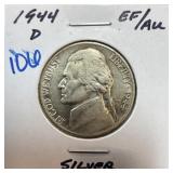 1944-D JEFFERSON SILVER WAR NICKEL 1944-D JEFFERSON SILVER WAR NICKEL