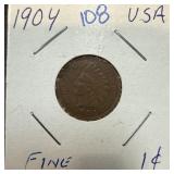 1904 INDIAN HEAD PENNY CENT 1904 INDIAN HEAD PENNY CENT