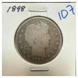 1898 BARBER SILVER QUARTER 1898 BARBER SILVER QUARTER