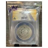 ANACS GRADED 1957 MO MS65 MEXICO PESO SILVER COIN ANACS GRADED 1957 MO MS65 MEXICO PESO SILVER COIN