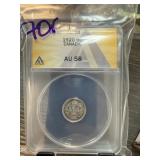 ANACS GRADED AU58 1920 CANADA SILVER 5C ANACS GRADED AU58 1920 CANADA SILVER 5C