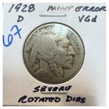 1928-D BUFFALO NICKEL ROTATED DIES 1928-D BUFFALO NICKEL ROTATED DIES