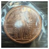 1 OZ COPPER BULLION STANDING LIBERTY COIN 1 OZ COPPER BULLION STANDING LIBERTY COIN