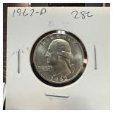 1962-D WASHINGTON SILVER QUARTER 1962-D WASHINGTON SILVER QUARTER