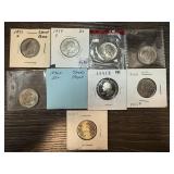 LOT OF 9 PROOF & UNC WASHINGTON QUARTERS LOT OF 9 PROOF & UNC WASHINGTON QUARTERS