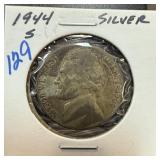 1944-S JEFFERSON SILVER WAR NICKEL 1944-S JEFFERSON SILVER WAR NICKEL