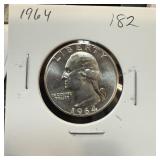 1964 WASHINGTON SILVER QUARTER HIGH GRADE 1964 WASHINGTON SILVER QUARTER HIGH GRADE