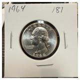 1964 WASHINGTON SILVER QUARTER HIGH GRADE 1964 WASHINGTON SILVER QUARTER HIGH GRADE