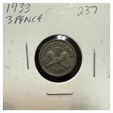1933 SILVER 3 PENCE 1933 SILVER 3 PENCE