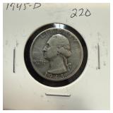 1945-D WASHINGTON SILVER QUARTER 1945-D WASHINGTON SILVER QUARTER
