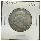 1960-D FRANKLIN SILVER HALF DOLLAR 1960-D FRANKLIN SILVER HALF DOLLAR