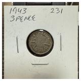 1943 SILVER 3 PENCE 1943 SILVER 3 PENCE
